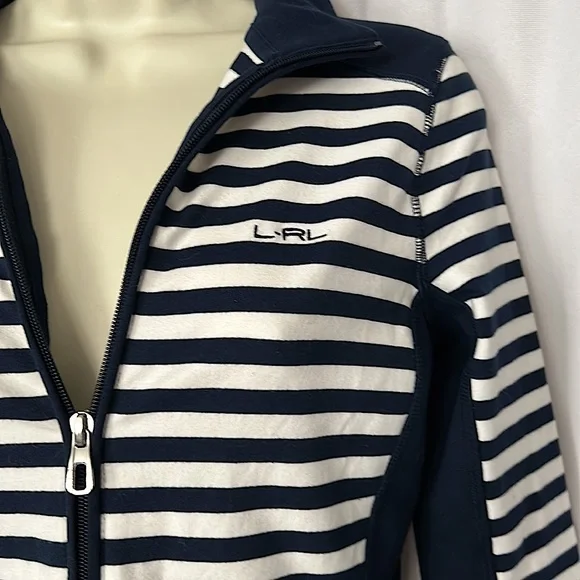 Lauren Ralph Lauren NWT Navy/White Striped Full Zip Jacket Coat **Size XS**🌺🌺 - Picture 4 of 6